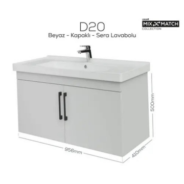 Creavit D20 Kapaklı Lavabo Dolabı Beyaz