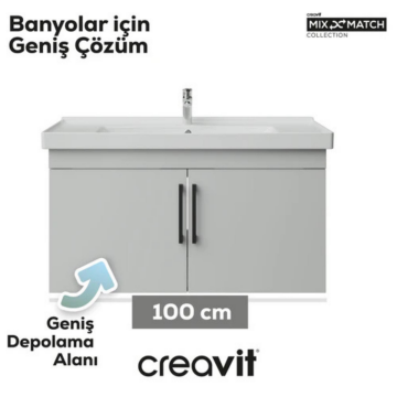 Creavit D20 Kapaklı Lavabo Dolabı Beyaz