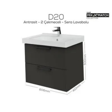Creavit D20 2 Çekmeceli Lavabo Dolabı Antrasit