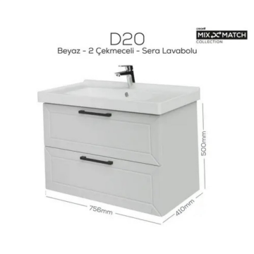 Creavit D20 2 Çekmeceli Lavabo Dolabı Beyaz