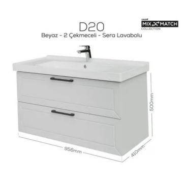 Creavit D20 2 Çekmeceli Lavbo Dolabı Beyaz