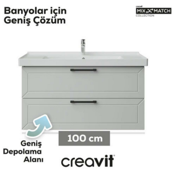 Creavit D20 2 Çekmeceli Lavbo Dolabı Beyaz