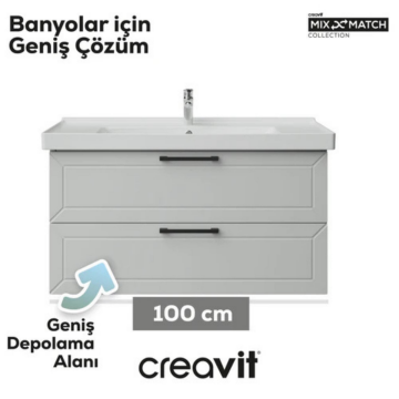 Creavit D20 2 Çekmeceli Lavbo Dolabı Beyaz