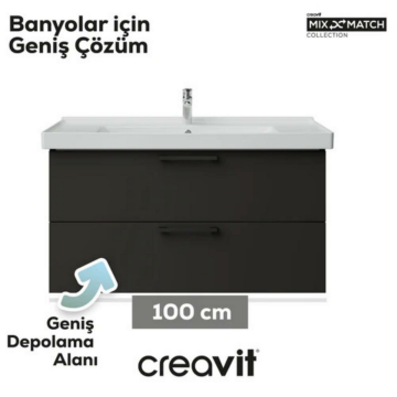Creavit D20 2 Çekmeceli Lavabo Dolabı Antrasit