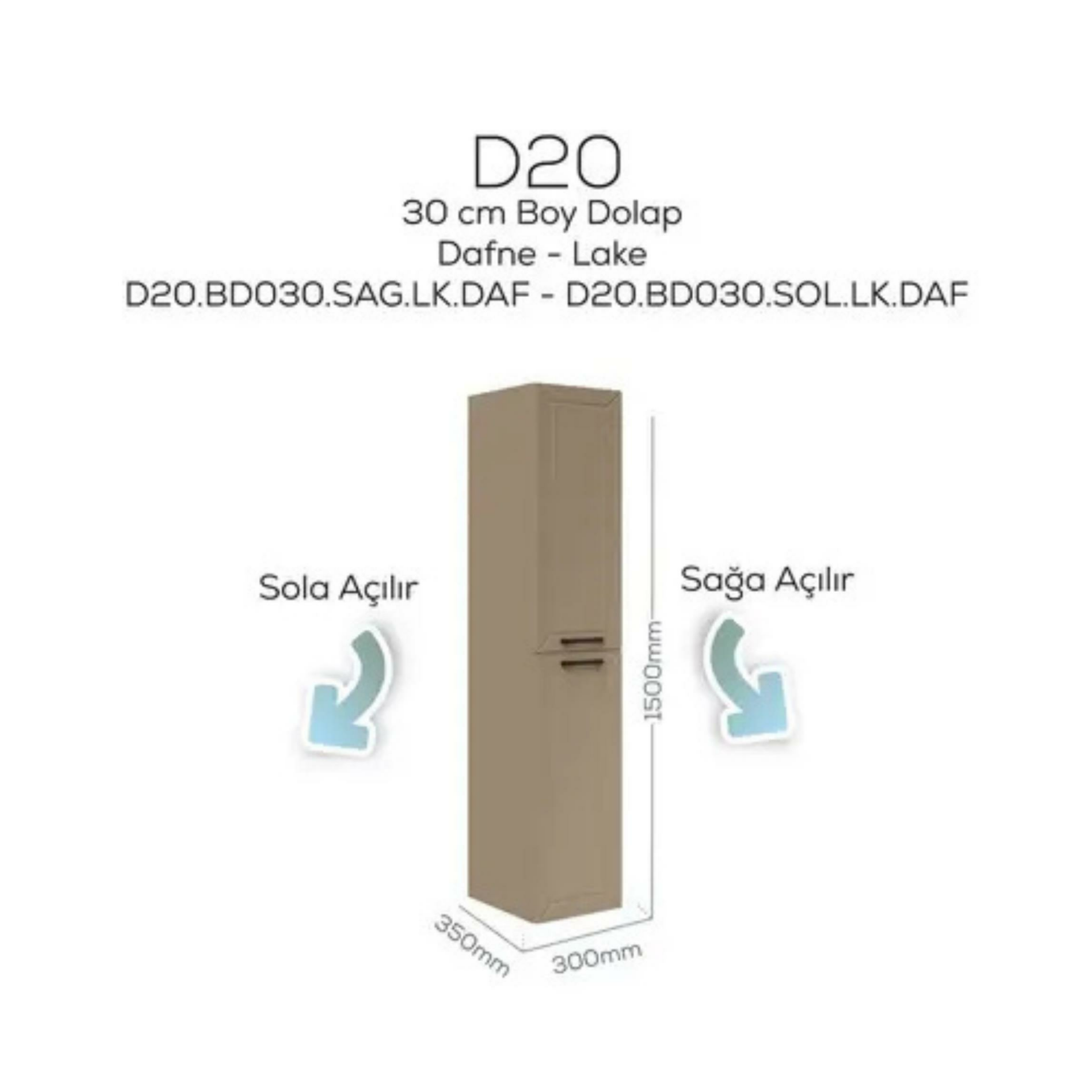 Creavit D20 Sağa Açılır Boy Dolabı Dafne
