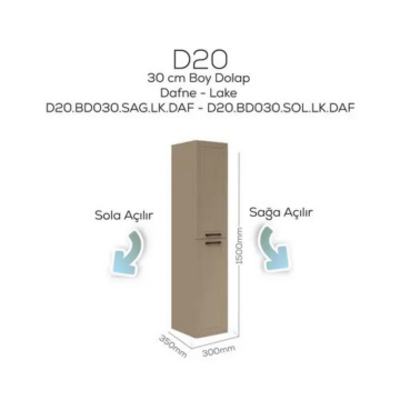 Creavit D20 Sağa Açılır Boy Dolabı Dafne