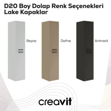 Creavit D20 Sola Açılır Boy Dolabı Beyaz