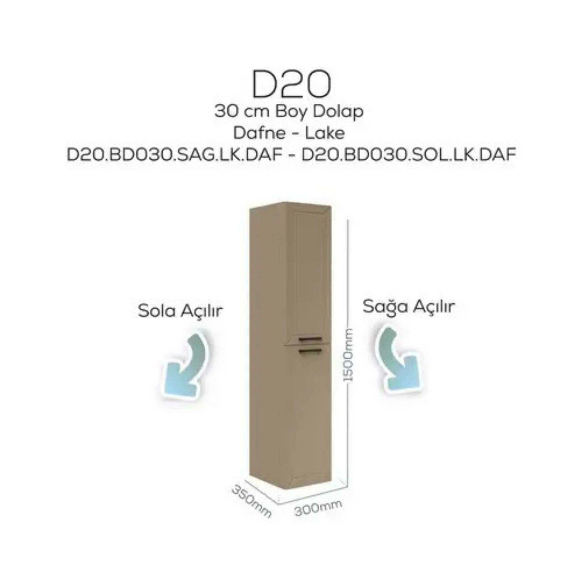 Creavit D20 Sola Açılır Boy Dolabı Dafne