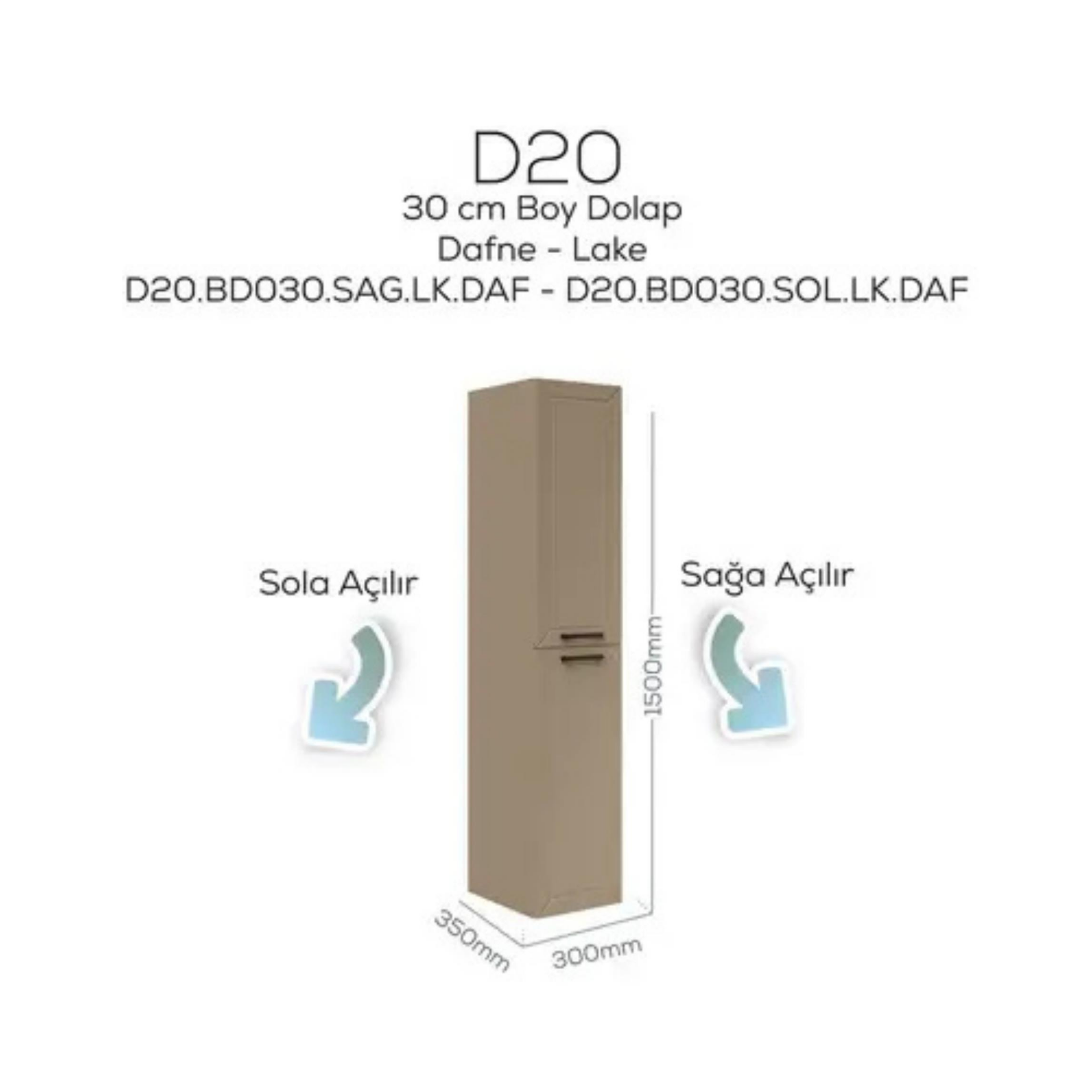 Creavit D20 Sola Açılır Boy Dolabı Dafne