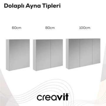 Creavit D20 Aynalı Dolap Beyaz 600x700x130mm
