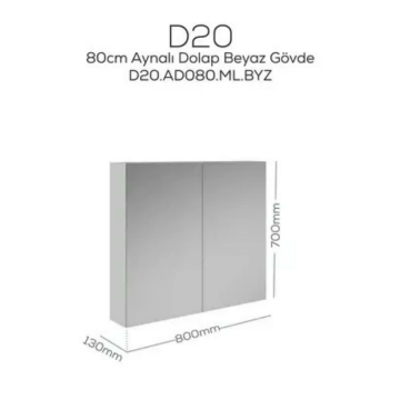 Creavit D20 Aynalı Dolap Beyaz 800x700x130mm