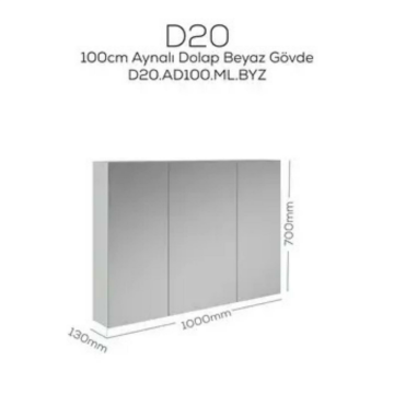 Creavit D20 Aynalı Dolap Beyaz 1000x700x130mm