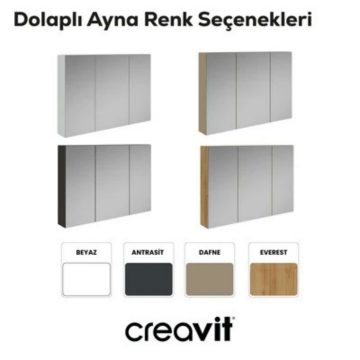 Creavit D20 Aynalı Dolap Beyaz 1000x700x130mm