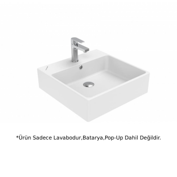 Creavit NX256 Next Tezgah Üstü Kare Lavabo Beyaz 50cm