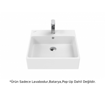 Creavit NX256 Next Tezgah Üstü Kare Lavabo Beyaz 50cm