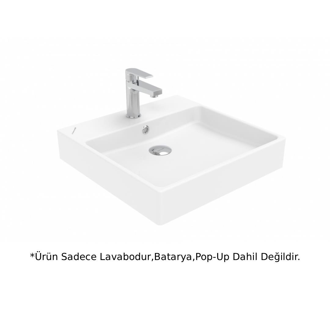 Creavit NX255 Next Tezgah Üstü Kare Lavabo Beyaz 50cm