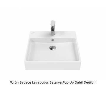 Creavit NX255 Next Tezgah Üstü Kare Lavabo Beyaz 50cm
