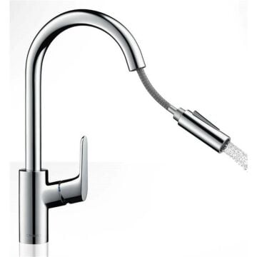Hansgrohe Focus E2 Pull Out Tek Kollu Spiralli Mutfak Batarya Krom - 31815000