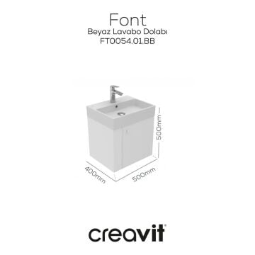 Creavit Font Lavabo Dolabı ve Aynalı Dolap Seti Beyaz