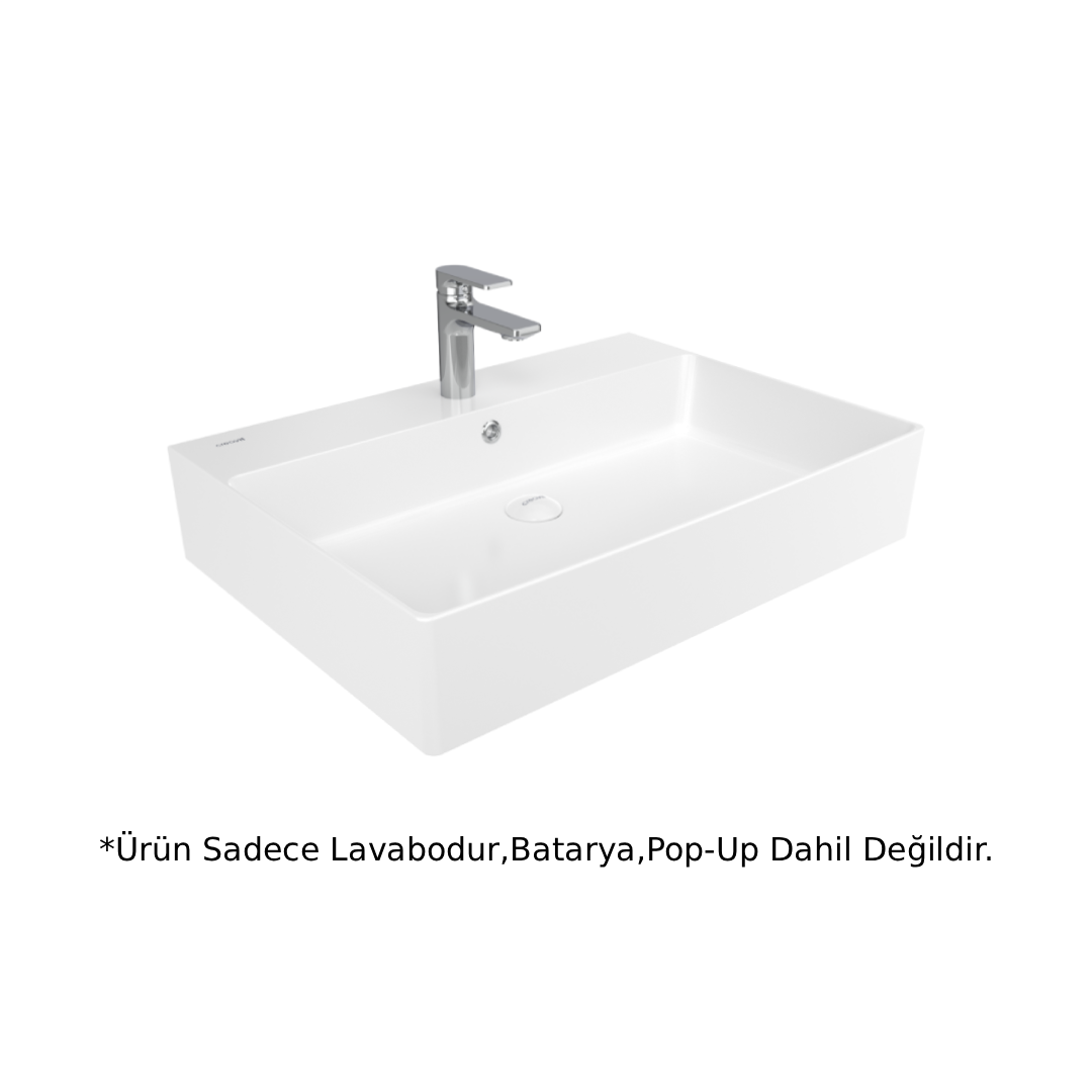 Creavit VX260 Volga Tezgah Üstü Kare Lavabo Beyaz 60cm