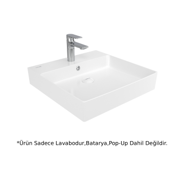 Creavit VX255 Volga Kare Tezgah Üstü Lavabo 50cm - Beyaz