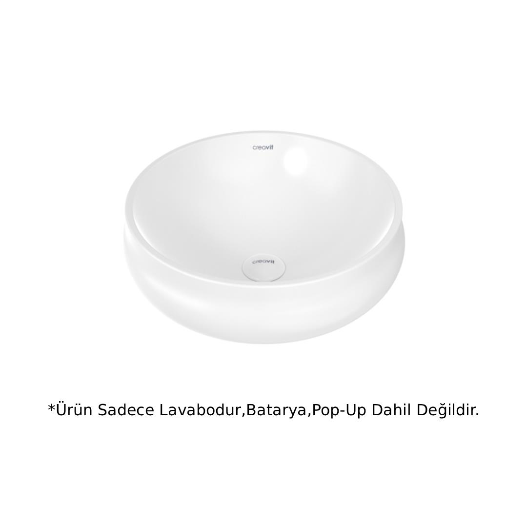 Creavit GO140 Gordo Tezgah Üstü Çanak Lavabo 40cm - Beyaz