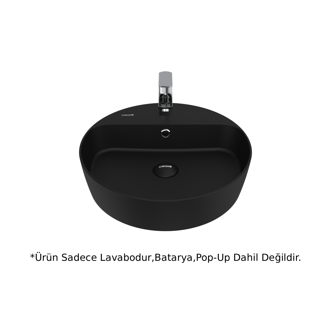 Creavit LP146 Loop Yuvarlak Çanak Lavabo 45cm - Kömür Karası